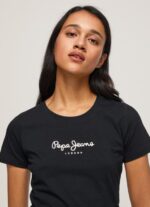 נשים 4N8XB400 Pepe Jeans שָׁחוֹר חולצת לוגו בסיסית