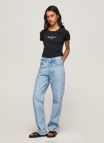 ⁦נשים 4N8XB400 Pepe Jeans שָׁחוֹר חולצת לוגו בסיסית⁩ – תמונה ⁦3⁩