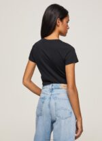 ⁦נשים 4N8XB400 Pepe Jeans שָׁחוֹר חולצת לוגו בסיסית⁩ – תמונה ⁦4⁩