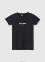 ⁦נשים 4N8XB400 Pepe Jeans שָׁחוֹר חולצת לוגו בסיסית⁩ – תמונה ⁦5⁩