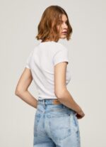 ⁦נשים 4N8XB404 Pepe Jeans לבן חולצת כותנה עם לוגו⁩ – תמונה ⁦4⁩