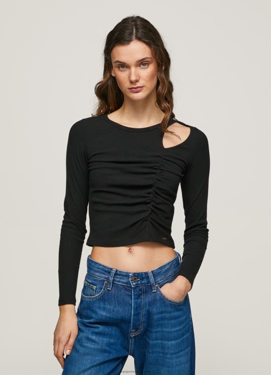 d7a0d7a9d799d79d_4n8xb405_pepe_jeans_d7a9d6b8d781d797d795d6b9d7a8_d797d795d79cd7a6d7aa_d798d7a8d799d7a7d795_d790d7a1d799d79ed798.jpg נשים 4N8XB405 Pepe Jeans שָׁחוֹר חולצת טריקו אסימטרית עם שרוולים ארוכים – תמונה 1