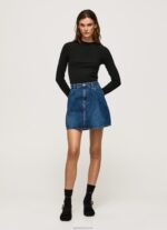 ⁦נשים 4N8XB407 Pepe Jeans שָׁחוֹר חולצת טריקו עם שרוולים ארוכים עם צלעות⁩ – תמונה ⁦2⁩