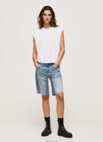⁦נשים 4N8XB409 Pepe Jeans לבן חולצת טריקו עם שרוולים משיש⁩ – תמונה ⁦2⁩