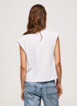 ⁦נשים 4N8XB409 Pepe Jeans לבן חולצת טריקו עם שרוולים משיש⁩ – תמונה ⁦4⁩