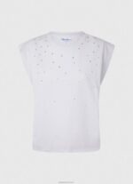 ⁦נשים 4N8XB409 Pepe Jeans לבן חולצת טריקו עם שרוולים משיש⁩ – תמונה ⁦5⁩