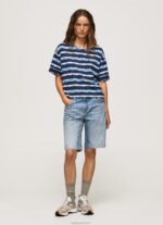 ⁦נשים 4N8XB413 Pepe Jeans dulwich חולצת טריקו מכותנה עם פסים דהויים⁩ – תמונה ⁦2⁩