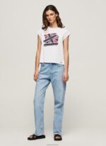 ⁦נשים 4N8XB415 Pepe Jeans לבן חולצת טריקו מודפסת של יוניון ג'ק⁩ – תמונה ⁦2⁩