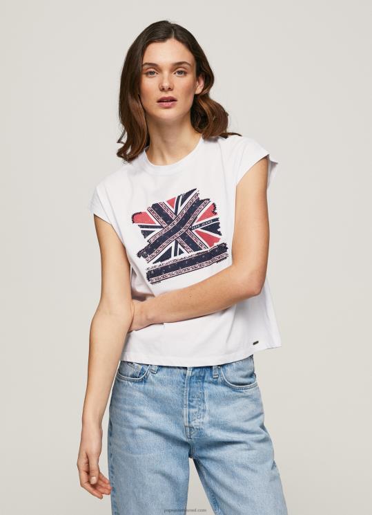 d7a0d7a9d799d79d_4n8xb415_pepe_jeans_d79cd791d79f_d797d795d79cd7a6d7aa_d798d7a8d799d7a7d795_d79ed795d793d7a4d7a1d7aa_d7a9d79c_d7.jpg נשים 4N8XB415 Pepe Jeans לבן חולצת טריקו מודפסת של יוניון ג'ק – תמונה 1