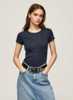 ⁦נשים 4N8XB417 Pepe Jeans dulwich חולצת כותנה עם לוגו⁩ – תמונה ⁦2⁩