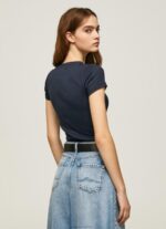 ⁦נשים 4N8XB417 Pepe Jeans dulwich חולצת כותנה עם לוגו⁩ – תמונה ⁦4⁩