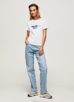 ⁦נשים 4N8XB421 Pepe Jeans לבן חולצת טריקו כותנה לוגו שיפוע⁩ – תמונה ⁦2⁩