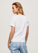 ⁦נשים 4N8XB421 Pepe Jeans לבן חולצת טריקו כותנה לוגו שיפוע⁩ – תמונה ⁦4⁩