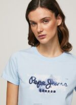 ⁦נשים 4N8XB422 Pepe Jeans מִפרָץ חולצת טריקו כותנה לוגו שיפוע⁩ – תמונה ⁦3⁩
