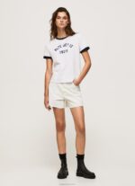 ⁦נשים 4N8XB424 Pepe Jeans לבן חולצת טריקו כותנה לוגו מודפס⁩ – תמונה ⁦3⁩