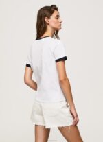 ⁦נשים 4N8XB424 Pepe Jeans לבן חולצת טריקו כותנה לוגו מודפס⁩ – תמונה ⁦4⁩
