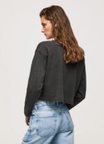 ⁦נשים 4N8XB427 Pepe Jeans שטוף שחור חולצת טריקו מודפסת עם שרוולים ארוכים⁩ – תמונה ⁦4⁩