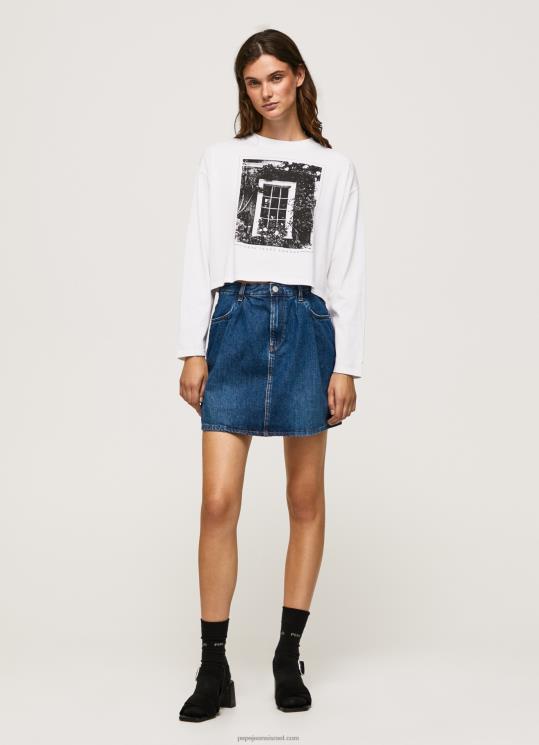 d7a0d7a9d799d79d_4n8xb428_pepe_jeans_d79cd791d79f_d797d795d79cd7a6d7aa_d798d7a8d799d7a7d795_d79ed795d793d7a4d7a1d7aa_d7a2d79d_d7.jpg נשים 4N8XB428 Pepe Jeans לבן חולצת טריקו מודפסת עם שרוולים ארוכים – תמונה 1