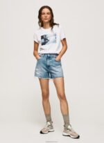 ⁦נשים 4N8XB429 Pepe Jeans לבן חולצה בהדפס תמונות⁩ – תמונה ⁦2⁩