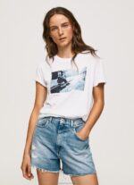 נשים 4N8XB429 Pepe Jeans לבן חולצה בהדפס תמונות