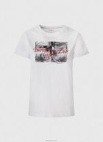 ⁦נשים 4N8XB432 Pepe Jeans לבן חולצה בהדפס תמונות⁩ – תמונה ⁦5⁩