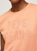 ⁦נשים 4N8XB434 Pepe Jeans אפרסק חולצה בהדפס לוגו⁩ – תמונה ⁦3⁩