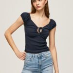 נשים 4N8XB438 Pepe Jeans dulwich חולצת טריקו עם צווארון מתוק