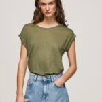 נשים 4N8XB439 Pepe Jeans טווח חולצת פשתן עם שרוולים בזרועות