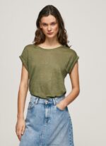 נשים 4N8XB439 Pepe Jeans טווח חולצת פשתן עם שרוולים בזרועות