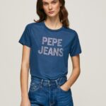 נשים 4N8XB443 Pepe Jeans אוקיינוס חולצת לוגו בהדפס שטראס