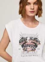 נשים 4N8XB445 Pepe Jeans לבן חולצה בהדפס לוגו