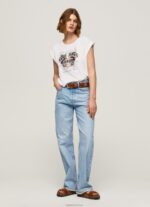 ⁦נשים 4N8XB445 Pepe Jeans לבן חולצה בהדפס לוגו⁩ – תמונה ⁦3⁩