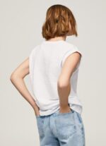 ⁦נשים 4N8XB445 Pepe Jeans לבן חולצה בהדפס לוגו⁩ – תמונה ⁦4⁩
