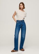 ⁦נשים 4N8XB447 Pepe Jeans רַב חולצת פשתן בהדפס פסים⁩ – תמונה ⁦2⁩