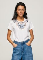 ⁦נשים 4N8XB449 Pepe Jeans לבן חולצת טריקו עם צווארון שרוכים⁩ – תמונה ⁦2⁩