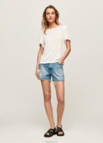 ⁦נשים 4N8XB452 Pepe Jeans לבן חולצת טריקו עם צווארון סירה משיש⁩ – תמונה ⁦2⁩