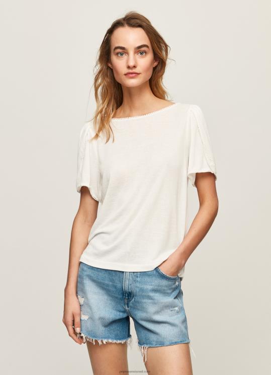 d7a0d7a9d799d79d_4n8xb452_pepe_jeans_d79cd791d79f_d797d795d79cd7a6d7aa_d798d7a8d799d7a7d795_d7a2d79d_d7a6d795d795d790d7a8d795d79.jpg נשים 4N8XB452 Pepe Jeans לבן חולצת טריקו עם צווארון סירה משיש – תמונה 1