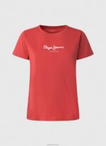 ⁦נשים 4N8XB456 Pepe Jeans סטודיו אדום חולצה מודפסת⁩ – תמונה ⁦5⁩