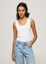 ⁦נשים 4N8XB457 Pepe Jeans לבן חולצת טריקו עם שרוולים מצולעים⁩ – תמונה ⁦3⁩