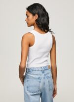 ⁦נשים 4N8XB457 Pepe Jeans לבן חולצת טריקו עם שרוולים מצולעים⁩ – תמונה ⁦4⁩