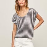 נשים 4N8XB458 Pepe Jeans dulwich חולצת טריקו בהדפס פסים