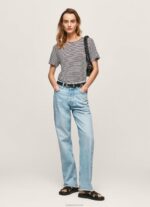 ⁦נשים 4N8XB459 Pepe Jeans שָׁחוֹר חולצת טריקו בהדפס פסים⁩ – תמונה ⁦2⁩