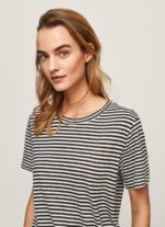 ⁦נשים 4N8XB459 Pepe Jeans שָׁחוֹר חולצת טריקו בהדפס פסים⁩ – תמונה ⁦3⁩