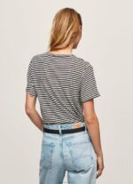 ⁦נשים 4N8XB459 Pepe Jeans שָׁחוֹר חולצת טריקו בהדפס פסים⁩ – תמונה ⁦4⁩