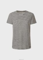 ⁦נשים 4N8XB459 Pepe Jeans שָׁחוֹר חולצת טריקו בהדפס פסים⁩ – תמונה ⁦5⁩