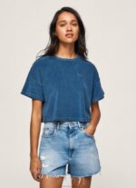 ⁦נשים 4N8XB461 Pepe Jeans jarman חולצת טריקו קטיפה בגזרה קצוצה⁩ – תמונה ⁦3⁩