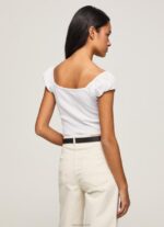 ⁦נשים 4N8XB462 Pepe Jeans לבן חולצת טריקו עם צווארון מתוק⁩ – תמונה ⁦4⁩
