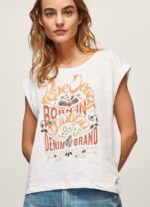 ⁦נשים 4N8XB463 Pepe Jeans לבן חולצה בהדפס לוגו⁩ – תמונה ⁦3⁩