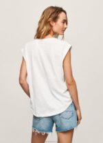⁦נשים 4N8XB463 Pepe Jeans לבן חולצה בהדפס לוגו⁩ – תמונה ⁦4⁩