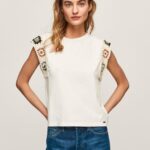 נשים 4N8XB464 Pepe Jeans מוּס חולצת טריקו עם שרוולים קרושה